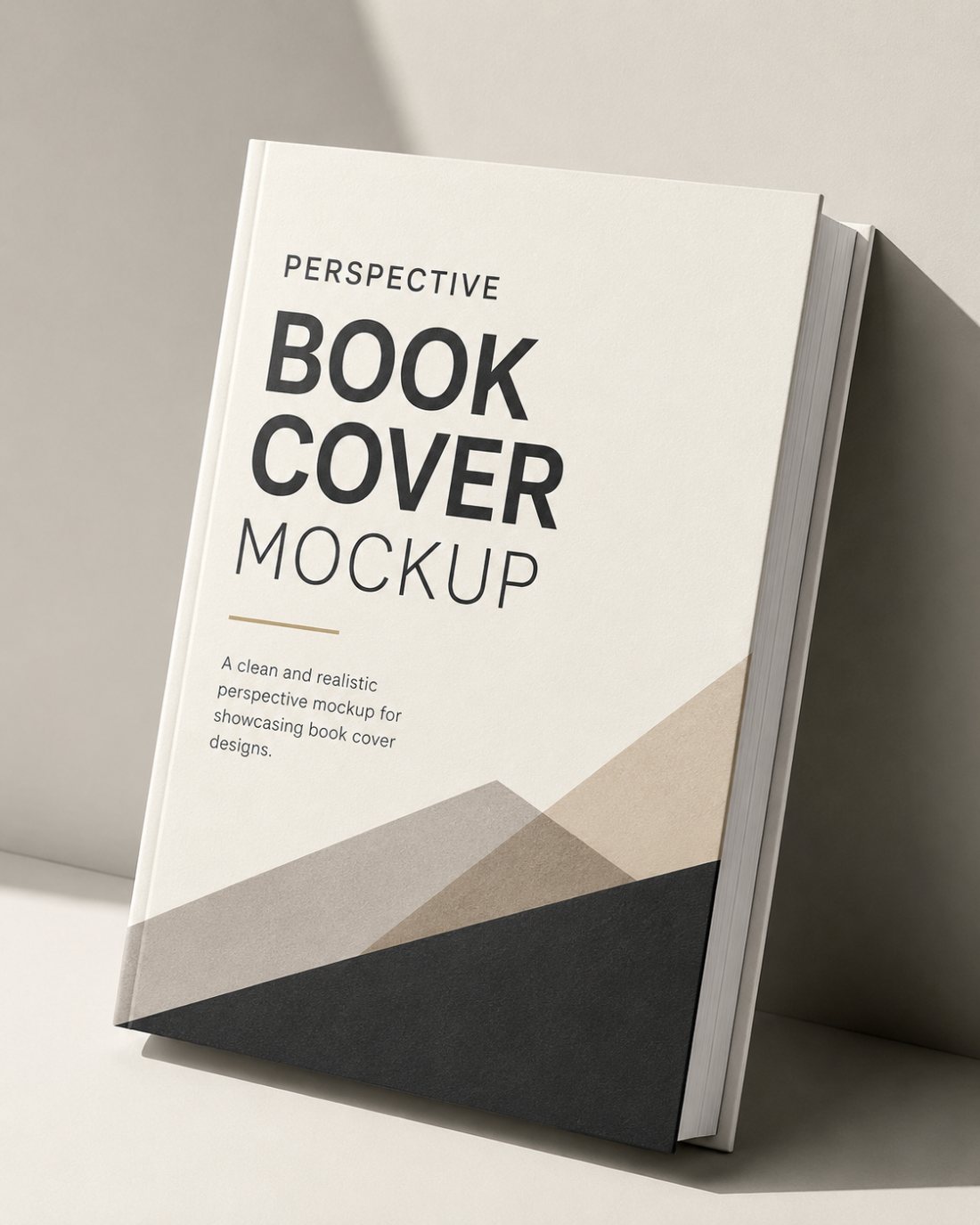 Perspective standing hardcover book cover mockup